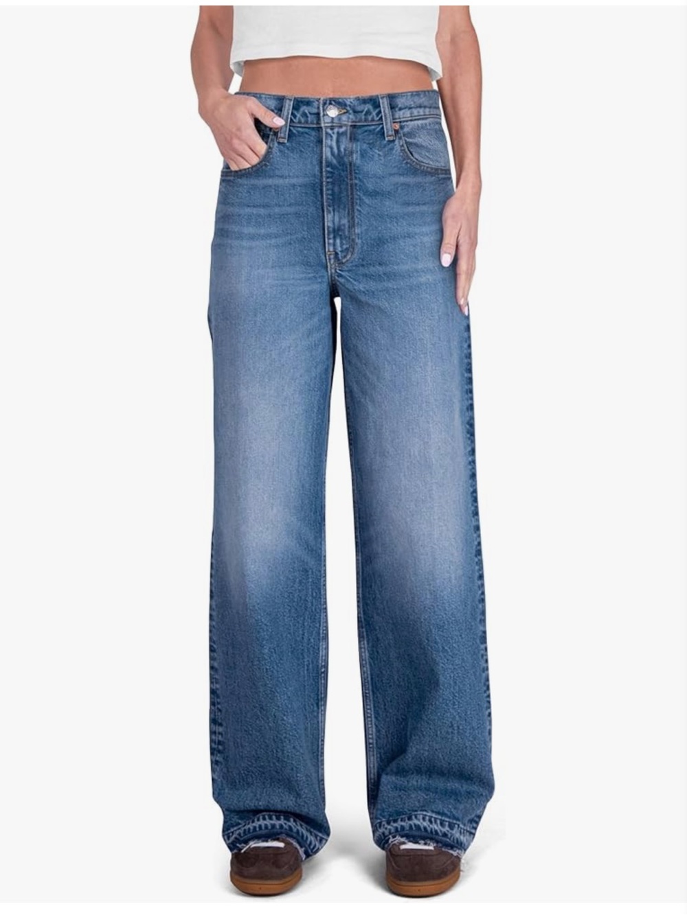 Cake Wide-Leg High Rise Jeans in Medium Blue